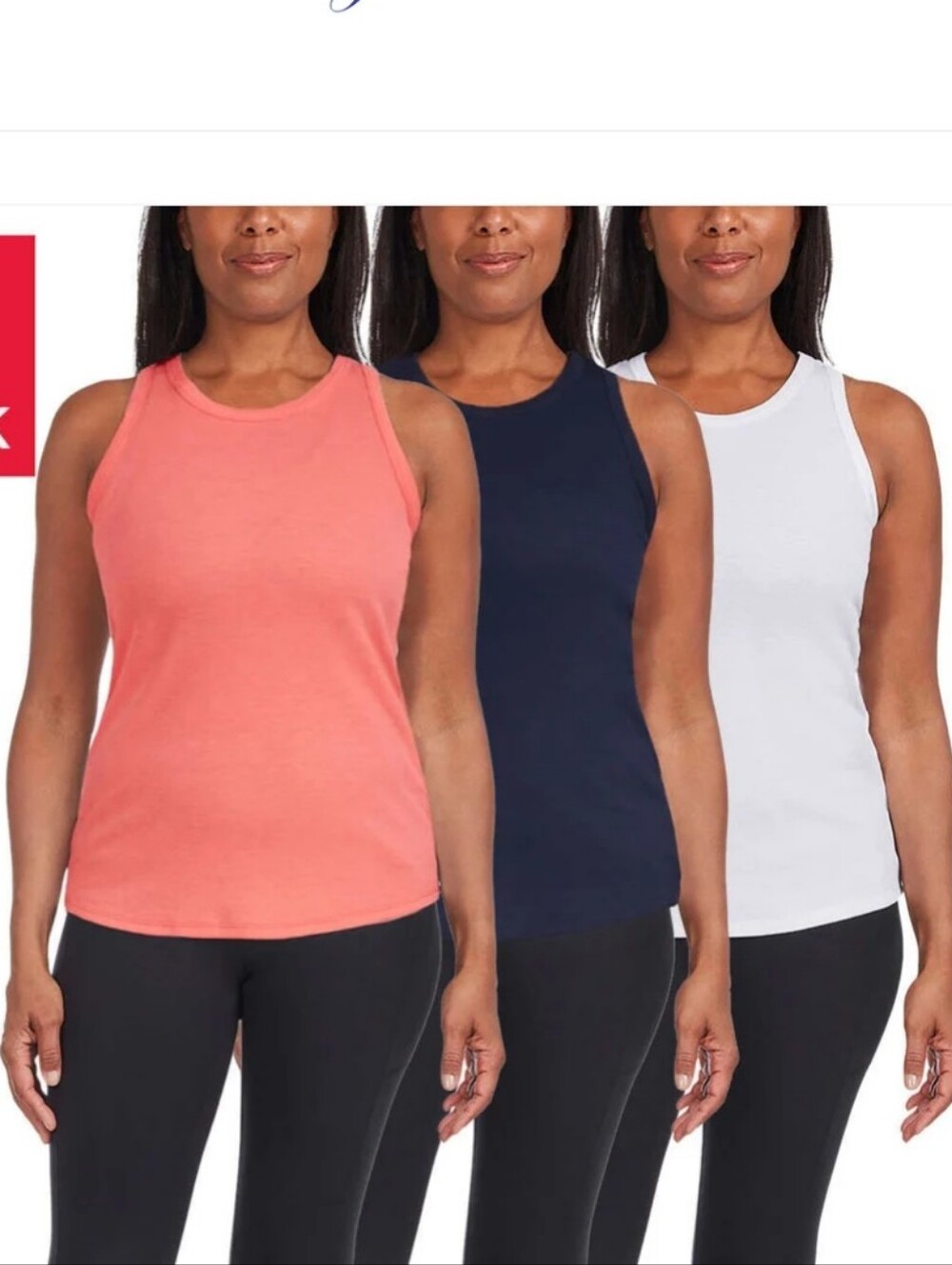 3 Pack DANSKIN high Neck Tank Tops size M Medium White, Navy, Coral